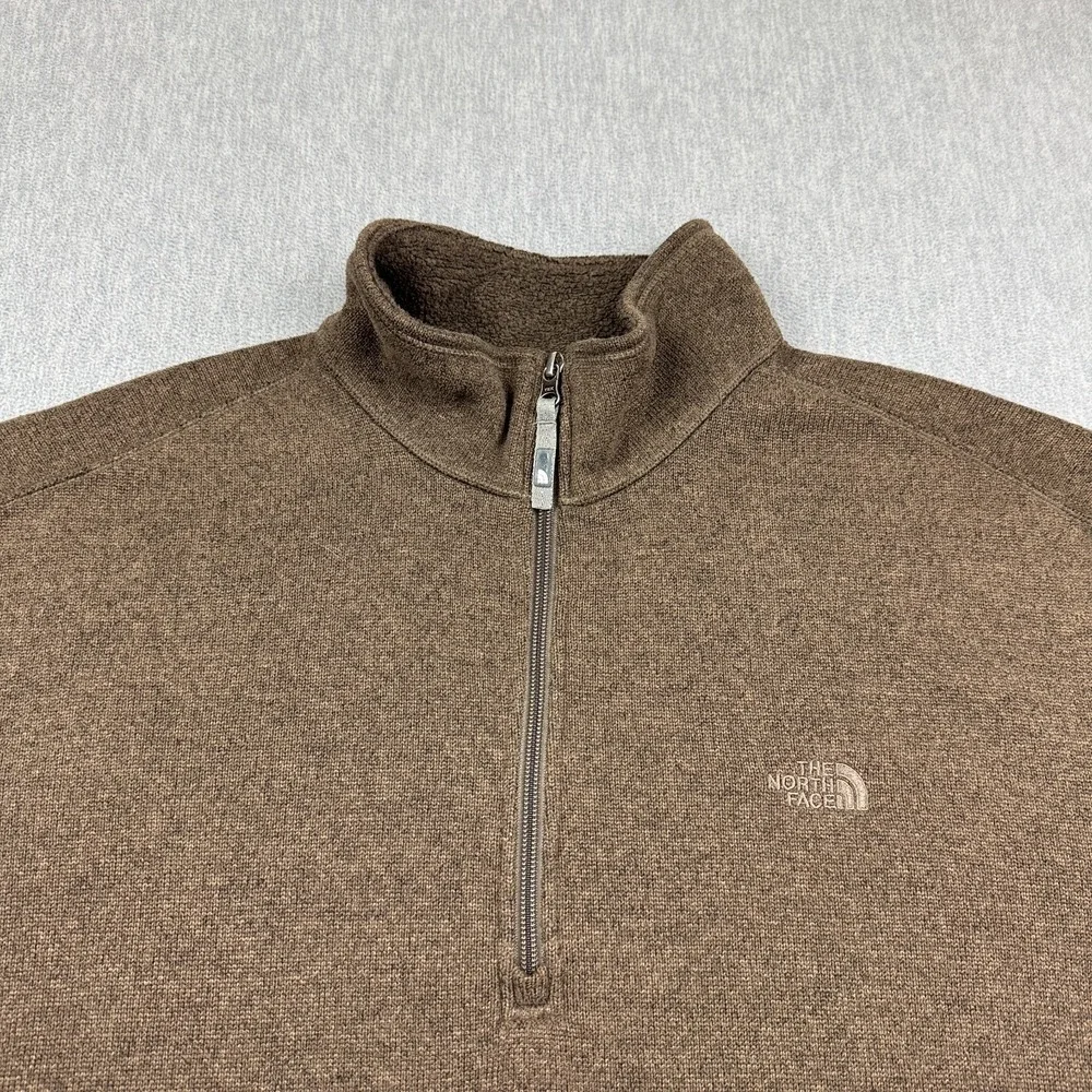 The North Face Sweater Mens XL Brown 1/4 Zip Long Sleeve Pullover Outdoor Hiking